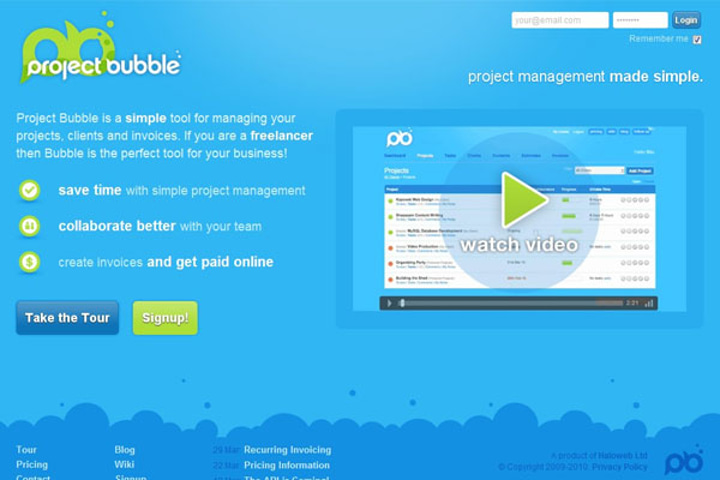 project bubble website preview